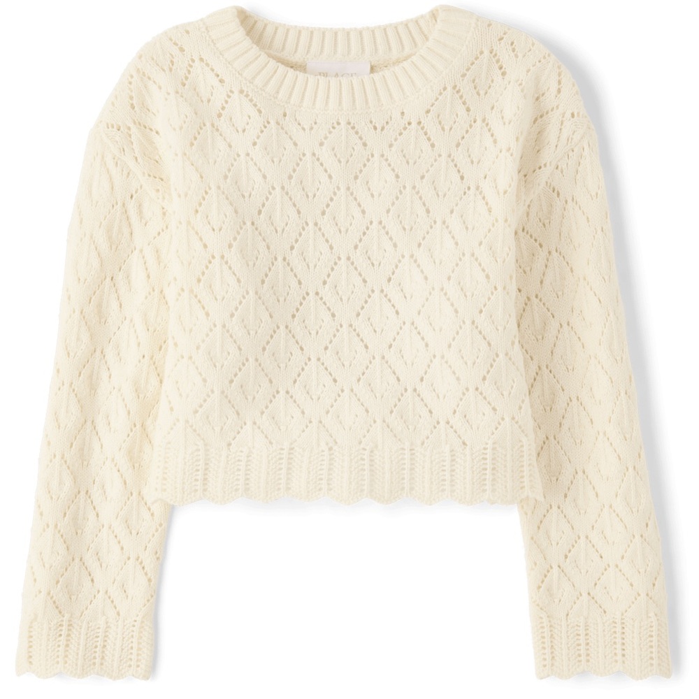 Marled Creamy White Diamond Knit Sweater